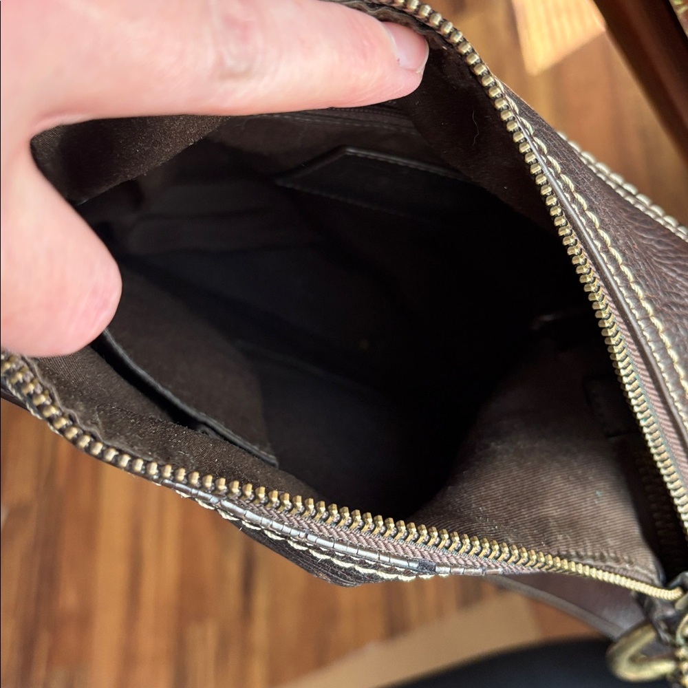 Coach Signature C Brown Canvas Leather Trim Crossbody Shoulder Bag. - Picture 4 of 7